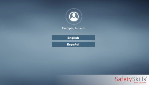 Screen shot of SafetySkills course language selector screen